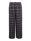 Ermanno Firenze Wide-length Checked Flannel Pants In Brown