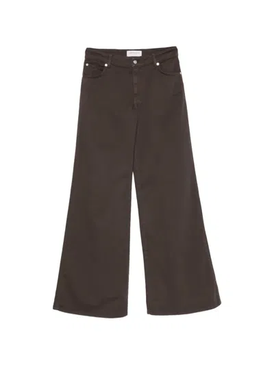Ermanno Firenze Wide-leg Jeans In Brown