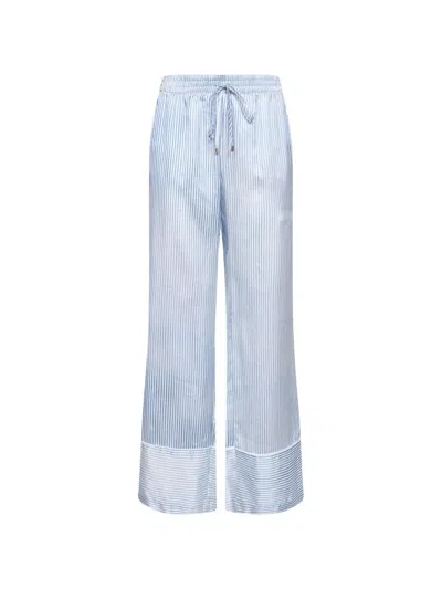 Ermanno Firenze Wide-leg Striped Trousers In Blue