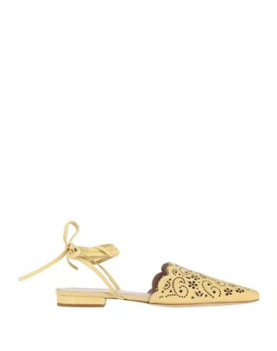 Ermanno Firenze Woman Ballet Flats Pastel Yellow Size 7 Leather In Nude