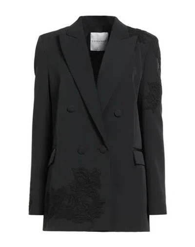 Ermanno Firenze Woman Blazer Black Size 4 Polyester, Elastane, Viscose, Polyamide, Cotton