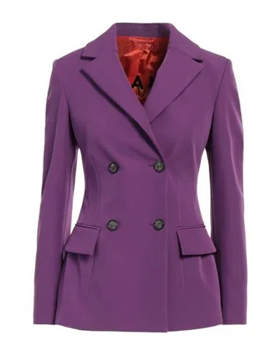 Ermanno Firenze Woman Blazer Mauve Size 8 Polyester, Elastane, Acetate, Viscose In Purple