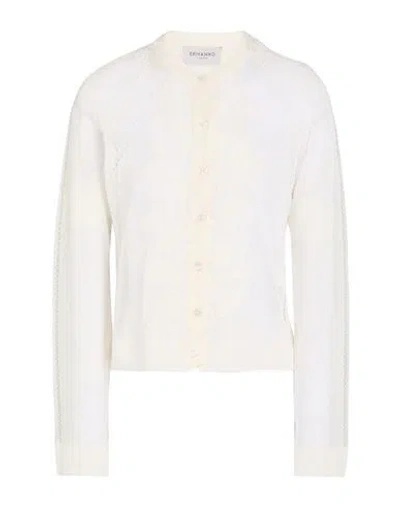 Ermanno Firenze Woman Cardigan Ivory Size 4 Cotton, Polyester