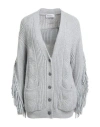 Ermanno Firenze Woman Cardigan Light Grey Size 2 Polyamide, Viscose, Acrylic, Alpaca Wool, Polyester In Gray