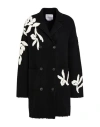 Ermanno Firenze Woman Coat Black Size 4 Acrylic, Polyamide, Virgin Wool, Elastane, Rayon