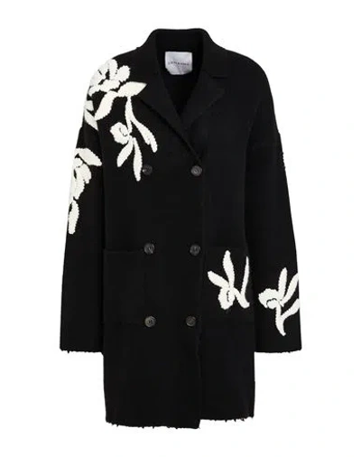 Ermanno Firenze Woman Coat Black Size 4 Acrylic, Polyamide, Virgin Wool, Elastane, Rayon
