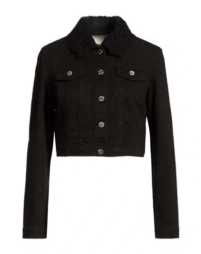 Ermanno Firenze Woman Denim Outerwear Black Size 8 Cotton, Elastane