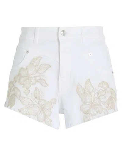 Ermanno Firenze Woman Denim Shorts Ivory Size 6 Cotton, Elastane In White