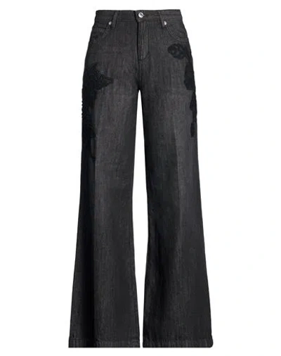 Ermanno Firenze Woman Jeans Black Size 8 Cotton, Acrylic, Wool, Polyamide