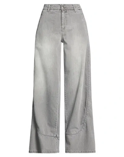 Ermanno Firenze Woman Jeans Grey Size 10 Cotton In Gray