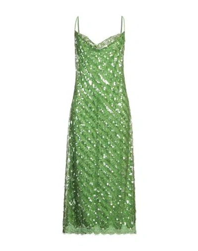 Ermanno Firenze Woman Maxi Dress Lime Green Size 8 Polyester, Cotton, Polyamide In Green