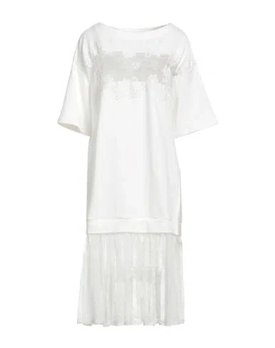 Ermanno Firenze Woman Midi Dress Beige Size 6 Cotton, Polyamide In White