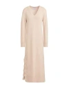 Ermanno Firenze Woman Midi Dress Beige Size 8 Wool, Cotton, Polyamide