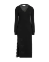 Ermanno Firenze Woman Midi Dress Black Size 4 Wool, Cotton, Polyamide