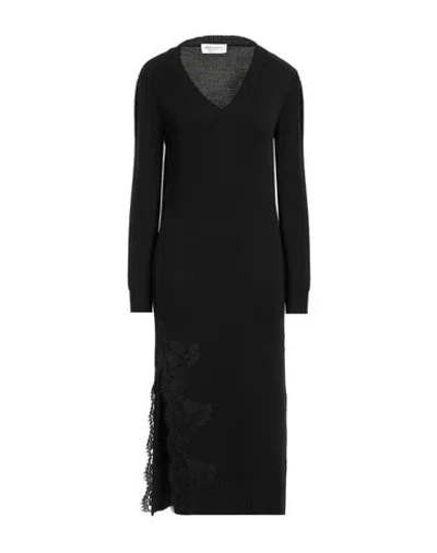 Ermanno Firenze Woman Midi Dress Black Size 4 Wool, Cotton, Polyamide