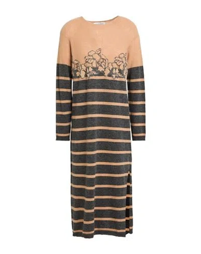 Ermanno Firenze Woman Midi Dress Camel Size 8 Acrylic, Wool, Polyamide