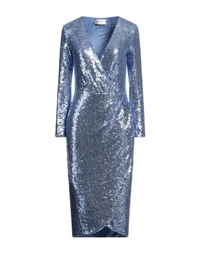 Ermanno Firenze Woman Midi Dress Light Blue Size 8 Polyester, Cotton, Polyamide, Acetate