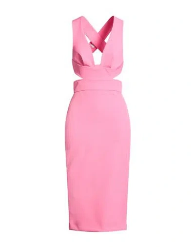Ermanno Firenze Woman Midi Dress Pink Size 4 Polyester, Elastane