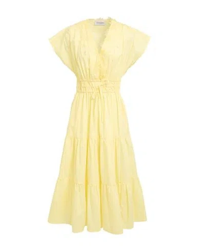 Ermanno Firenze Woman Midi Dress Yellow Size 4 Cotton, Polyester, Polyamide