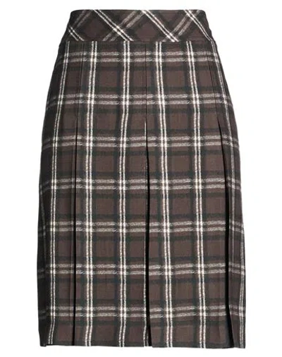 Ermanno Firenze Woman Midi Skirt Chocolate Brown Size 6 Viscose