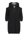 Ermanno Firenze Woman Mini Dress Black Size 2 Viscose, Polyamide, Cotton In Black