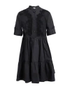 Ermanno Firenze Woman Mini Dress Black Size 8 Cotton, Polyamide, Polyester, Viscose In Black