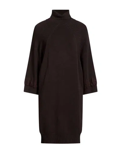 Ermanno Firenze Woman Mini Dress Chocolate Brown Size 10 Acrylic, Wool, Polyester, Polyamide