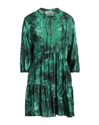 Ermanno Firenze Woman Mini Dress Green Size 8 Viscose, Cotton, Polyamide