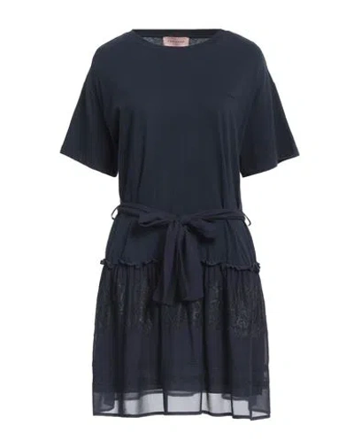 Ermanno Firenze Woman Mini Dress Midnight Blue Size 8 Cotton, Viscose, Polyamide