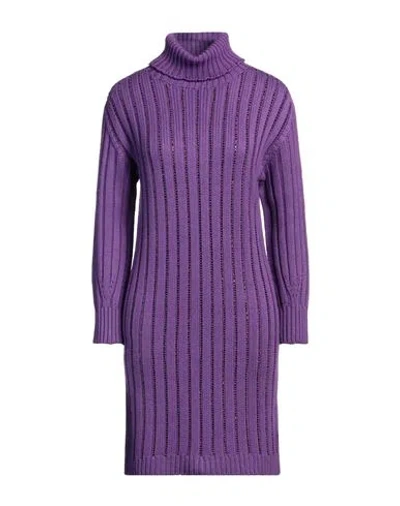 Ermanno Firenze Woman Mini Dress Purple Size 10 Wool