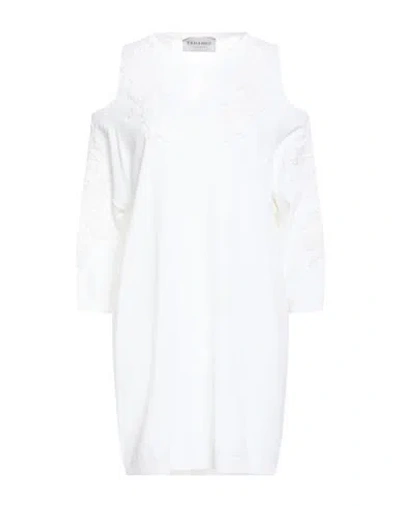Ermanno Firenze Woman Mini Dress White Size 12 Viscose, Polyamide, Cotton