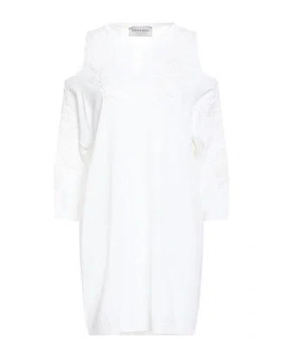 Ermanno Firenze Woman Mini Dress White Size 12 Viscose, Polyamide, Cotton In White