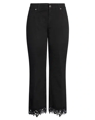 Ermanno Firenze Woman Pants Black Size 8 Cotton, Elastane In Multi