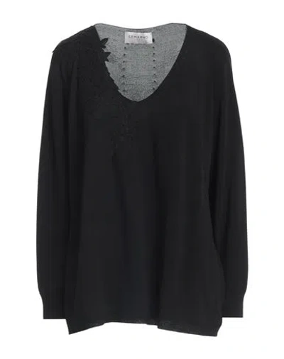 Ermanno Firenze Woman Sweater Black Size 12 Viscose, Polyamide, Cotton