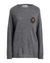 Ermanno Firenze Woman Sweater Charcoal Size 8 Wool, Glass, Acrylic In Gray