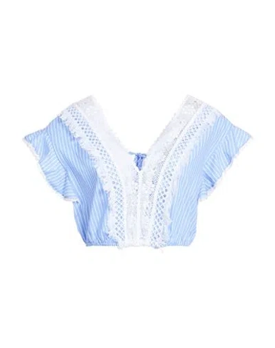 Ermanno Firenze Woman Top Azure Size 2 Polyester, Cotton In Blue