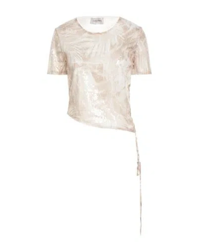 Ermanno Firenze Woman Top Beige Size 6 Polyester In Brown