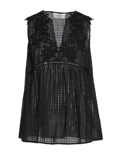 Ermanno Firenze Woman Top Black Size 8 Cotton, Polyester