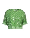 Ermanno Firenze Woman Top Green Size 6 Polyester, Cotton, Polyamide