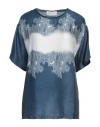 Ermanno Firenze Woman Top Slate Blue Size 6 Viscose
