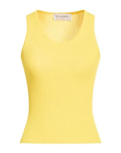 Ermanno Firenze Woman Top Yellow Size 10 Viscose, Polyamide