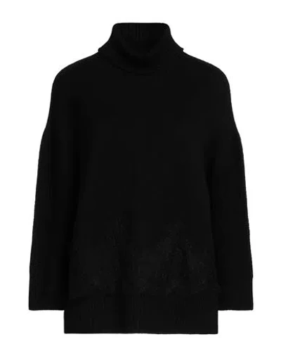Ermanno Firenze Woman Turtleneck Black Size 8 Wool, Polyester, Polyamide, Mohair Wool, Alpaca Wool