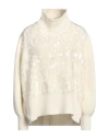 Ermanno Firenze Woman Turtleneck Off White Size 8 Wool, Nylon, Polyester In Off White