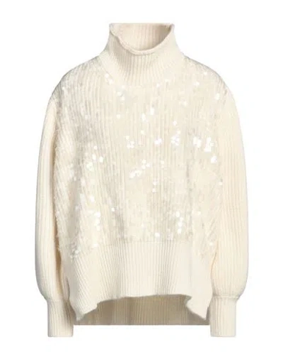 Ermanno Firenze Woman Turtleneck Off White Size 8 Wool, Nylon, Polyester