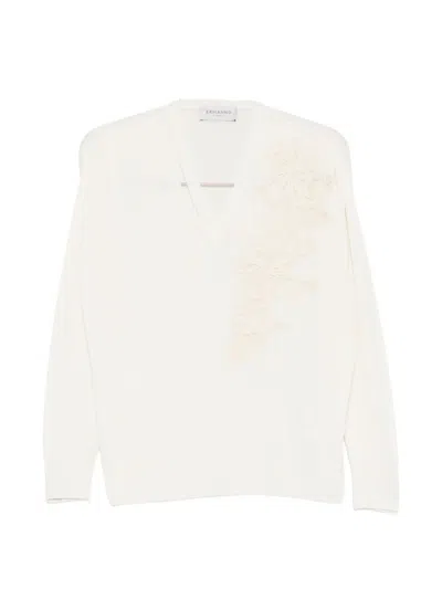 Ermanno Firenze Women's Embroide Cotton Sweater In Neutral