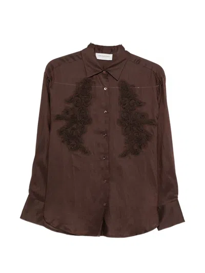 Ermanno Firenze Women's Line Blend Shirt In Brown