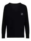Ermanno Firenze Wool And Cashmere Sweater With Jeweled Logo In Black
