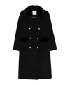 Ermanno Firenze Wool Blend Double-breasted Coat In Black