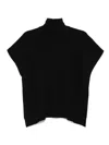 Ermanno Firenze Ribbed Turtleneck With Short Sleeves And Side Slits In Black
