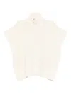 Ermanno Firenze High Neck Knitwear With Embroidered Ribbed Hem In White